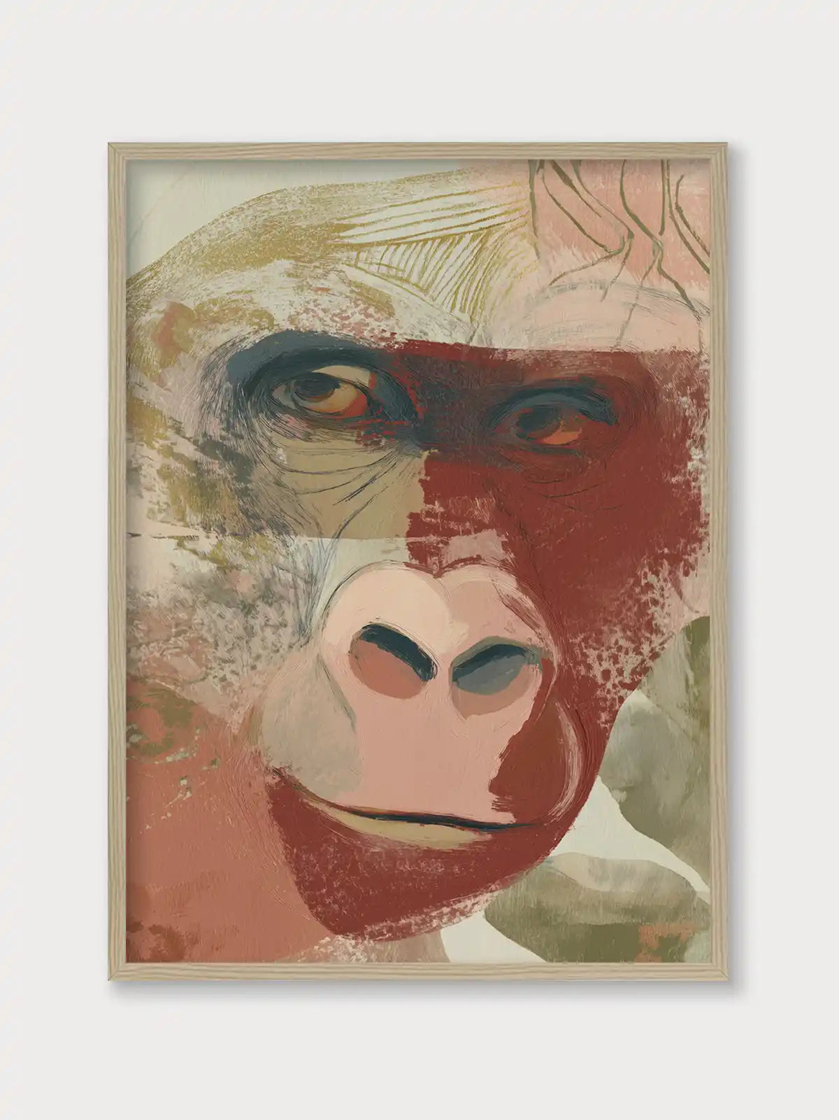 Abstract Gorilla Portrait in Warm Tones - Nomadart