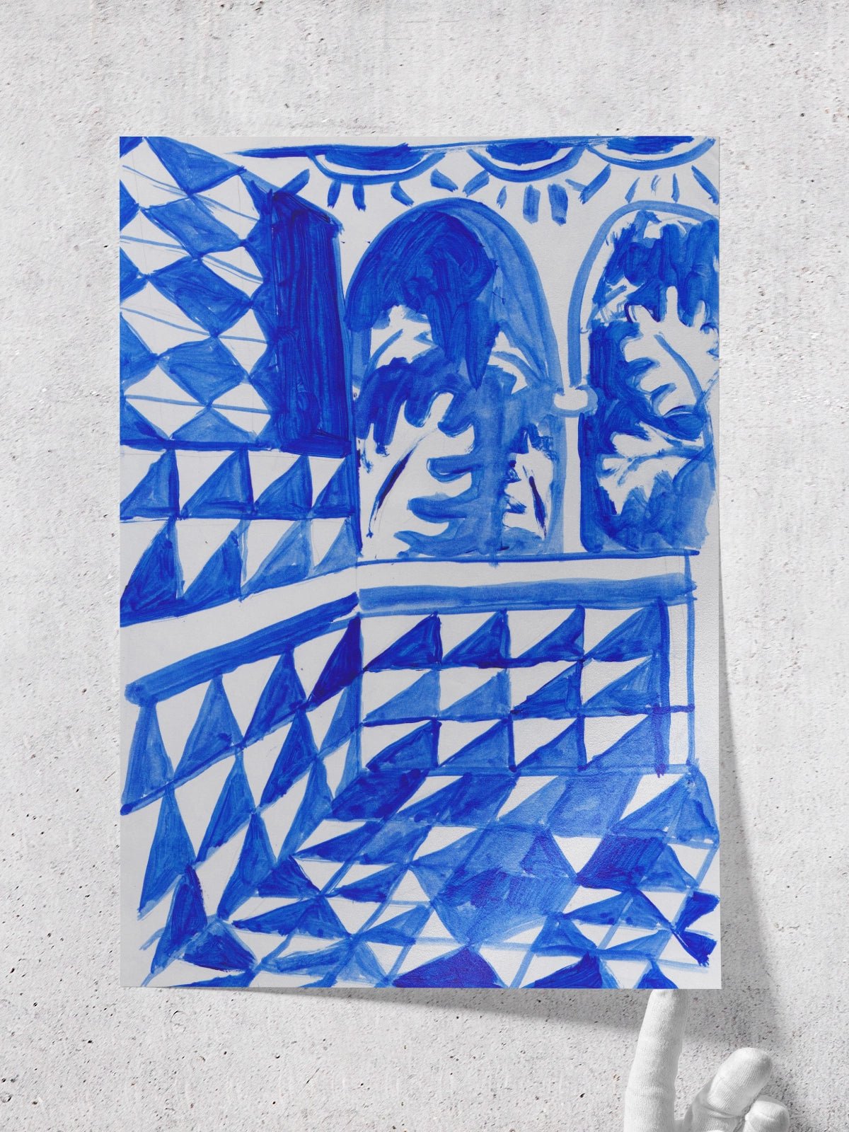 Blue Patio - Una Lámina de Miki Lowe - Decora tu casa en Nomadart