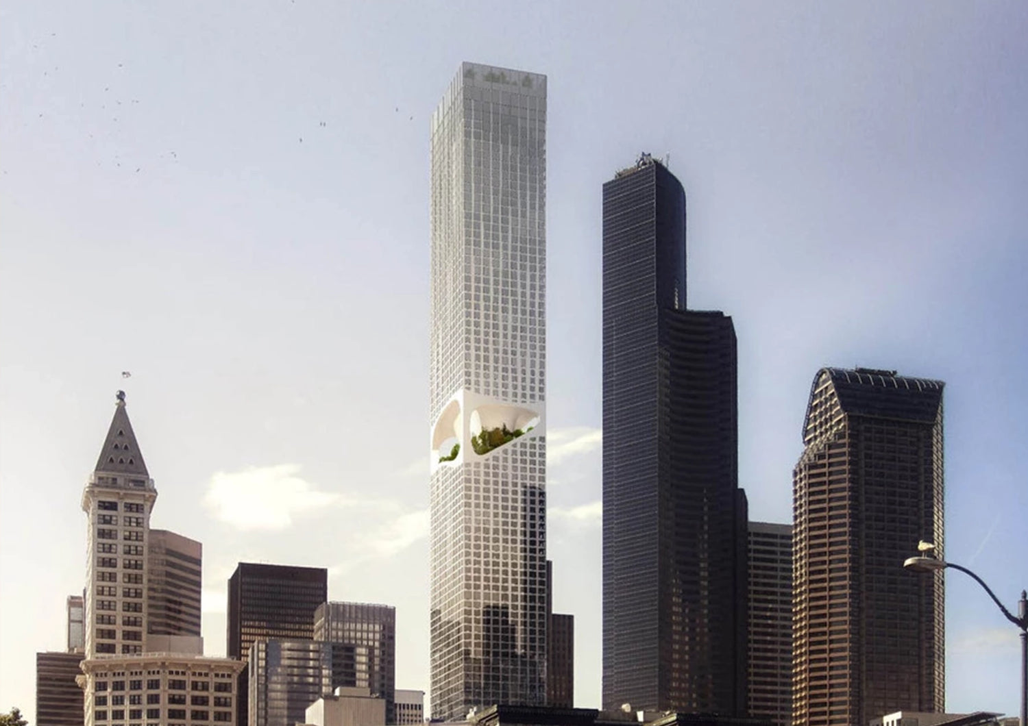 La posible y futura torre hendida de Seattle