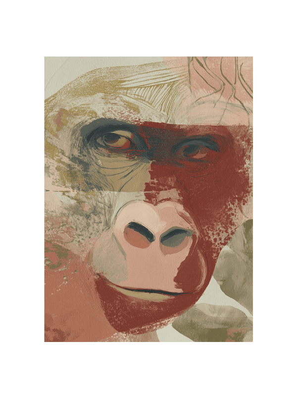 Abstract Gorilla Portrait in Warm Tones