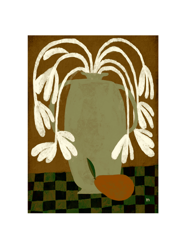White Flowers and Pear